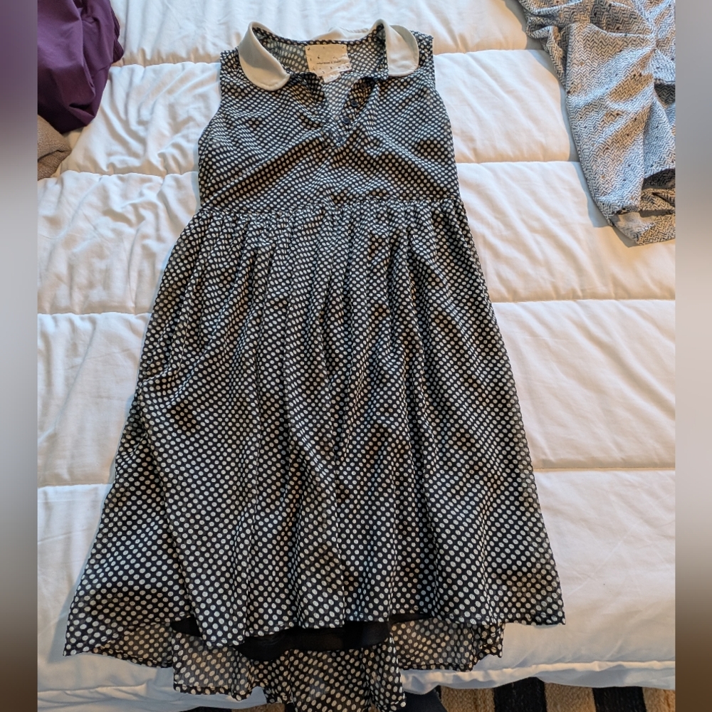 Anthropologie Black Polka Dot Peter Pan Collar Dress, M